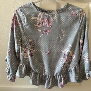 Paper Crane Gray Floral Blouse